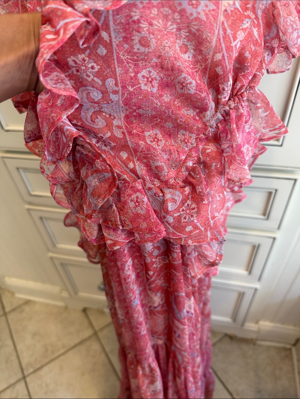Misa Los Angeles Pink Floral Ruffled Maxi Dress - Picture 5 of 14